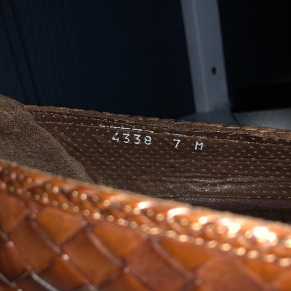 BRAGANO for COLE HAAN slip-on loafers / dress shoes Sz 7 M  Woven brown leather
